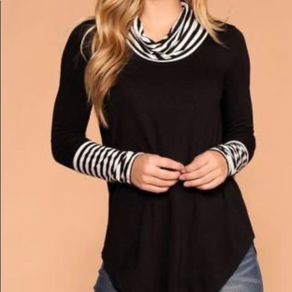 Striped Turtle Neck Top 2XL